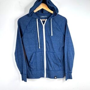 American Giant Hoodie Womens S Blue Full Zip Lightweight Outdoor Made In USA
